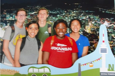 On the observation deck of Seoul Tower.