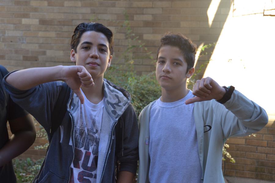 Freshmen Wesley Fox and Jesus Gonzalez express their malcontent with the results of the presidential election.