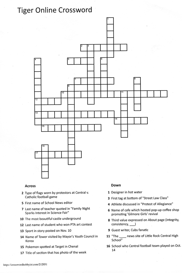 Tiger Online Crossword Puzzle