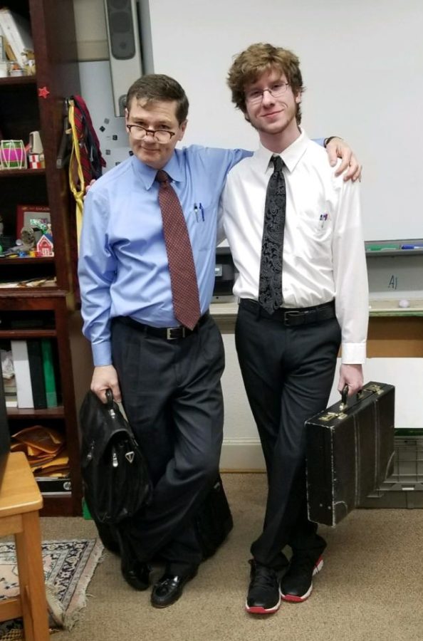 Senior Jackson Pierce dressed up as his math teacher James Gilson for Halloween. “I wanted to have the scariest costume in the school,” Pierce said.