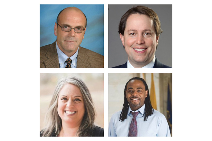 (Top Row) Democratic Candidates Paul Spencer, Clarke Tucker, (Bottom Row) Gwen Combs, and Jonathan Dunkley are debating at Philander Smith on April 30 in preparation for the May 22 primary in the hopes of winning the Democratic nomination to run against Republican incumbent French Hill in the U.S. House of Representatives seat for District 2. (pictures courtesy of Paul Spencer for Congress, Clarke Tucker for Congress, Gwen Combs for Congress, and Jonathan Dunkley for Congress)