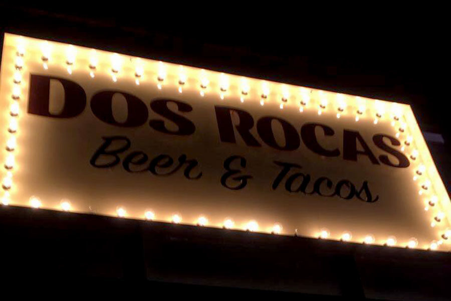 The storefront of the restaurant Dos Rocas located on South on Main. (photo by Casey Carter)