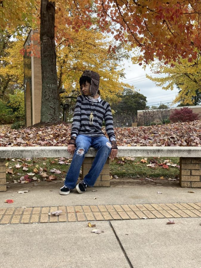 Sophomore Asher Simmons experiments with a unique fall style. “I️ would say my style is a mix of alternative grunge and sometimes emo 2000s scene kid,” said Simmons.