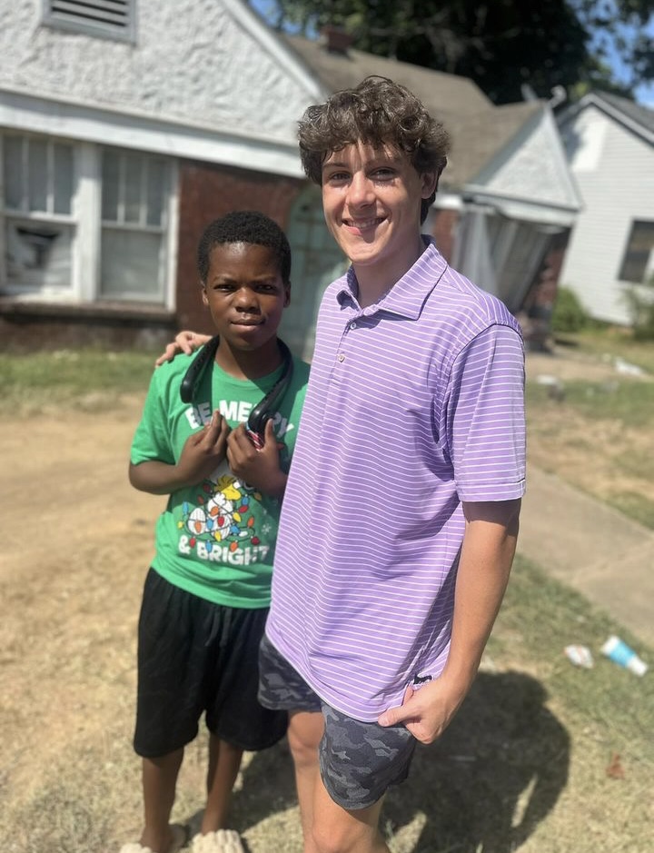 Senior Jackson Jones with friend Jack, who have created a special bond through Fostering Friendships. Used with permission of Jackson Jones 