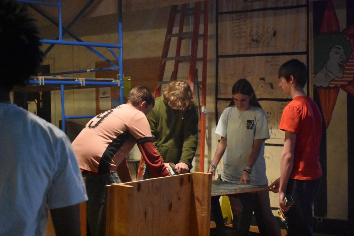 September 16 students got together after school for the Little Shop of Horrors workshop to work on building a set piece.