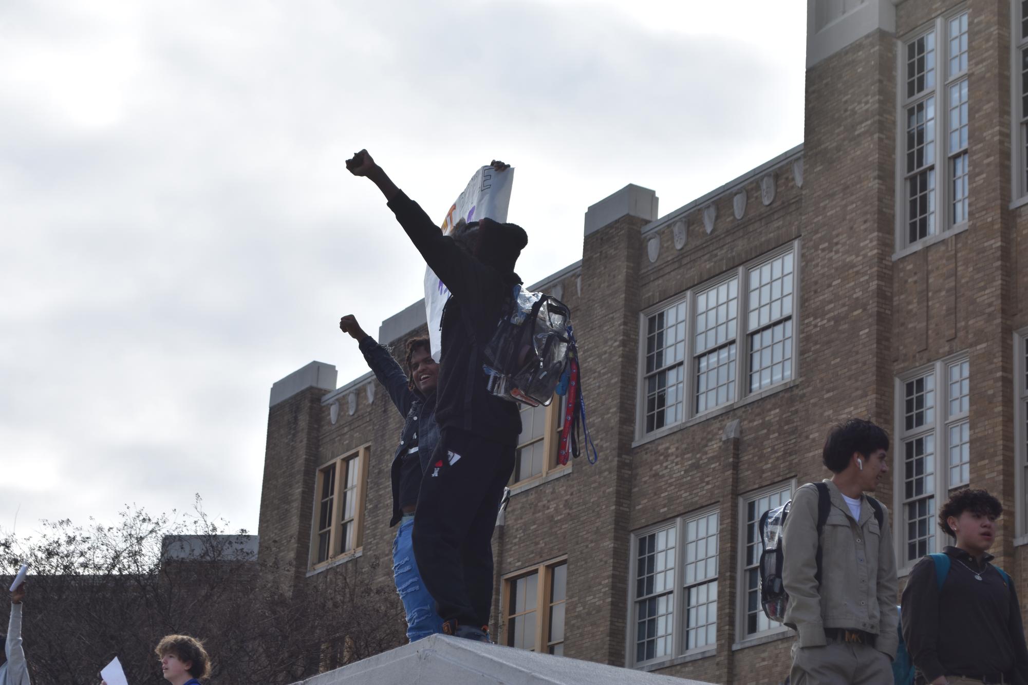 During third block fire drills Feb. 4, students voiced their dissent on recent actions by Immigration and Customs Enforcement (ICE).