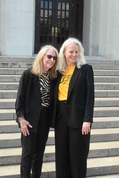 The new principal starting in June, April Rike, spoke at a press conference with
principal Nancy Rousseau March 6.